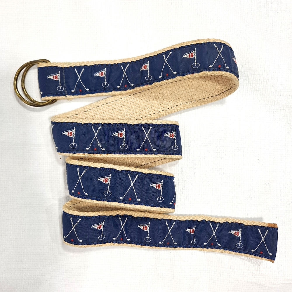 Double Ring Blue Cotton Golf Belt